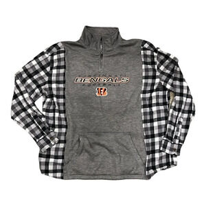 Upcycled Cincinnati Bengals reworked 1/4 zip oversized black white pullover OOAK